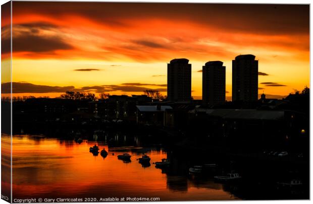 Dawn at the Quayside Canvas Print by Gary Clarricoates