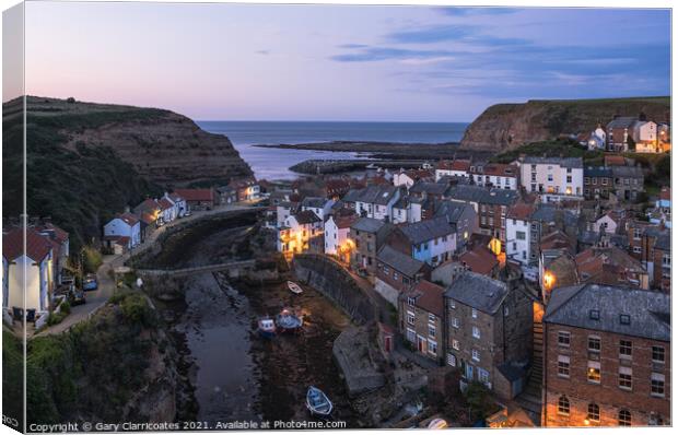 Staithes at Dusk Canvas Print by Gary Clarricoates