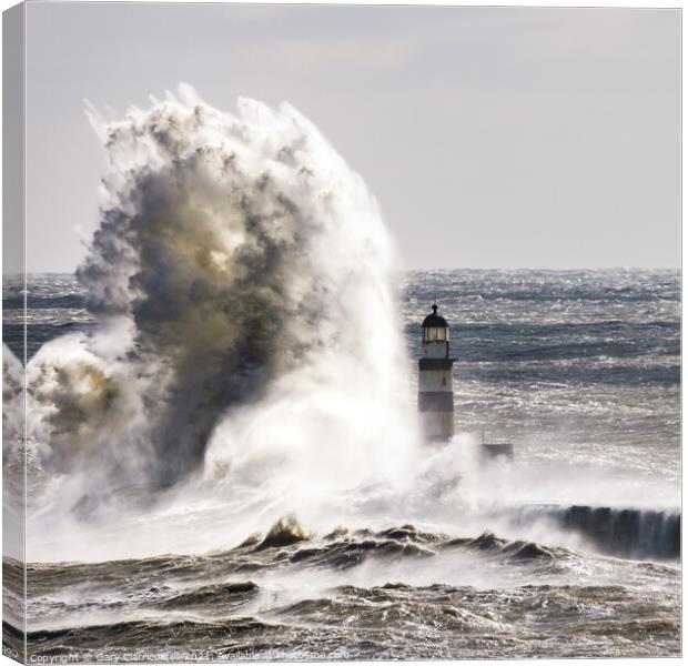Dramatic Waves at Seaham Canvas Print by Gary Clarricoates