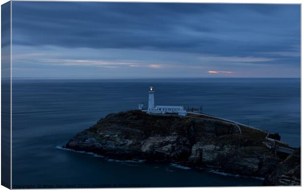 South Stack Lighthouse Night Canvas Print by Brian Sandison