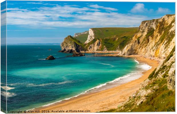 Dorset Coastline on a hot summer day Canvas Print by Alan Hill