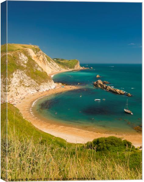 Dorset Coastline on a hot summer day Canvas Print by Alan Hill