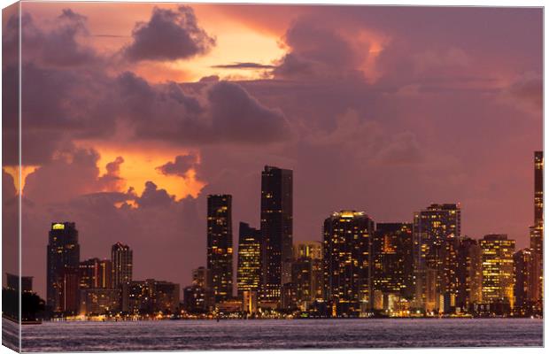 Miami City Downtown district buildings at sunset Canvas Print by Alan Hill