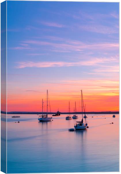 Sunset over Poole Harbour Yachts Canvas Print by Alan Hill