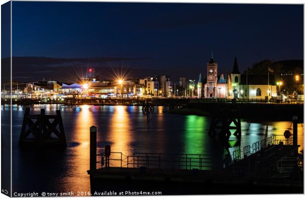 Reflections at Cardiff Bay Canvas Print by tony smith