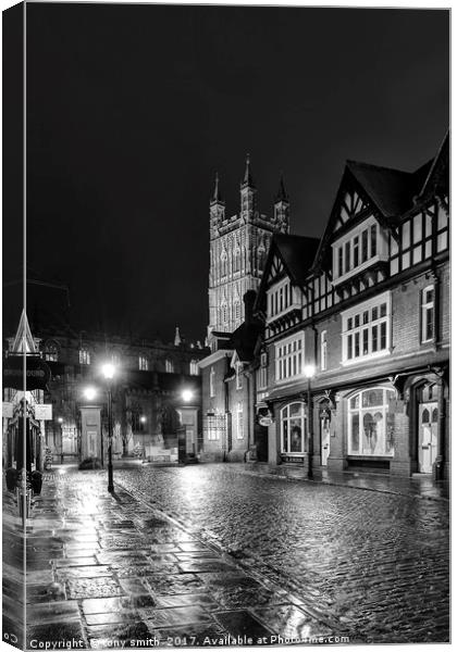 Gloucester Cathedral, Black and White Canvas Print by tony smith