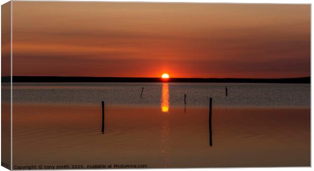 A sunset over Fleet Lagoon Canvas Print by tony smith