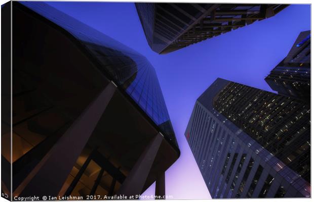 Brisbane City Looking Up Canvas Print by Ian Leishman