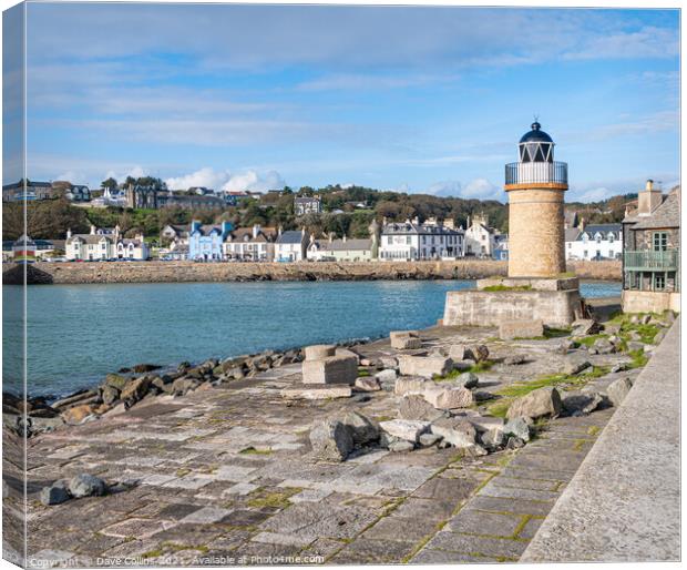 Light tower in Port Patrick Harbour, Port Patrick, Dumfries & Galloway, Scotland Canvas Print by Dave Collins