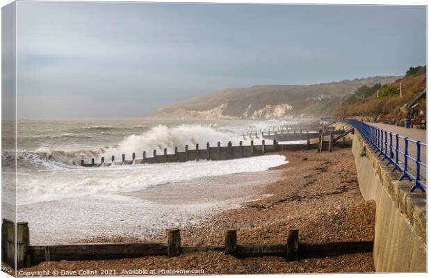 Waves crashing on to Eastbourne Beach Canvas Print by Dave Collins