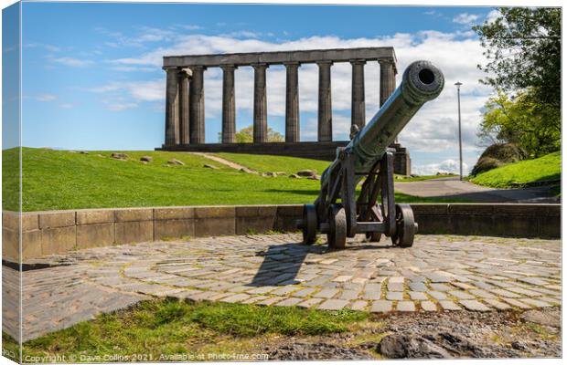 The Portuguese Cannon with the National Monument of Scotland in the background, Carlton Hill, Edinburgh, Scotland Canvas Print by Dave Collins