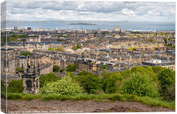 View of Edinburgh from Carlton Hill looking North at Leith, Scotland Canvas Print by Dave Collins