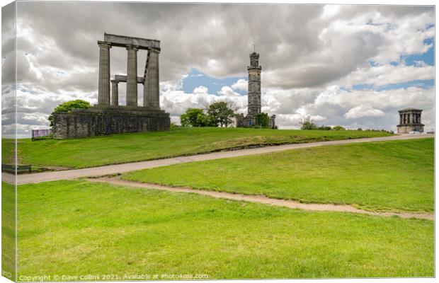 The National Monument and Nelson Memorial Tower on Carlton Hill, Edinburgh, Scotland Canvas Print by Dave Collins