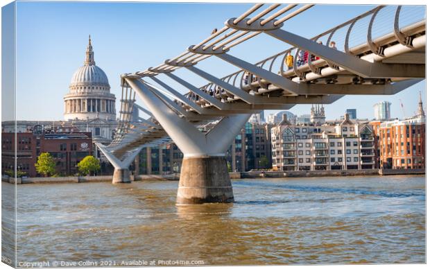 The Millennium Footbridge over the River Thames with St Pauls Cathedral in the background, London Canvas Print by Dave Collins
