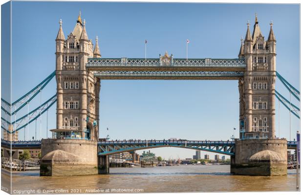Tower Bridge from a boat in the Thames. London, UK Canvas Print by Dave Collins