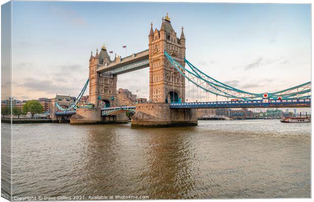 Tower Bridge over the River Thames at Dusk Canvas Print by Dave Collins