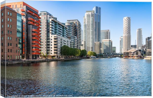 Apartments and Officers around Millwall Inner Dock on the Isle of Dogs, East London UK Canvas Print by Dave Collins