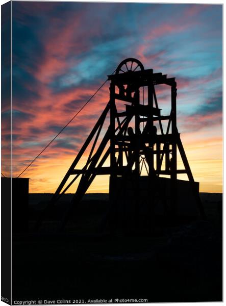 Silhouette at dusk of Magpie Mine in the Peak District, Derbyshire Canvas Print by Dave Collins