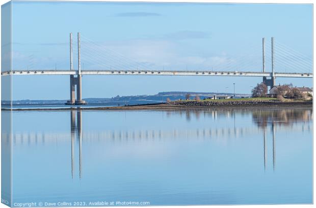 Kessock Bridge reflected in the Beauly Firth, Inverness, Scotland Canvas Print by Dave Collins