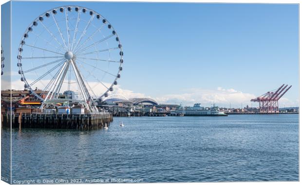 The Seattle Great Wheel on Pier 57 looking south, Seattle, USA Canvas Print by Dave Collins