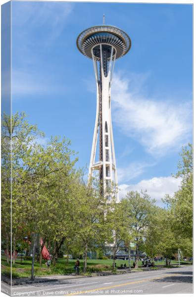 The Space Needle from Lower Queen Anne Street, Seattle, Washington, USA Canvas Print by Dave Collins