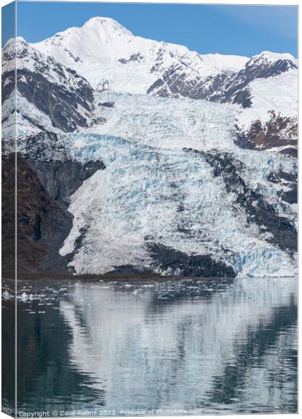 Tidewater Glacier reflected in the calm waters of College Fjord, Alaska, USA Canvas Print by Dave Collins