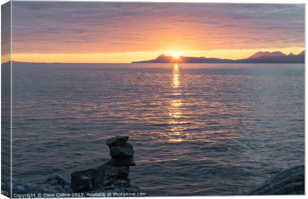 Sunset over the Isle of Eigg from north of Glenuig, Highlands, Scotland Canvas Print by Dave Collins