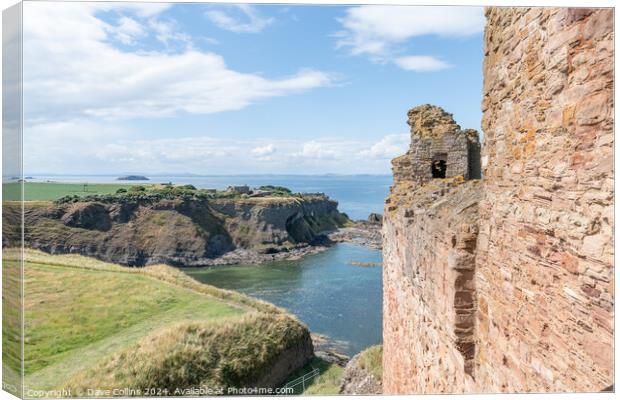 The North West wall of Tantallon Castle with Gin Head on the East Lothian coast line beyond, North Berwick, East Lothian, Scotland Canvas Print by Dave Collins
