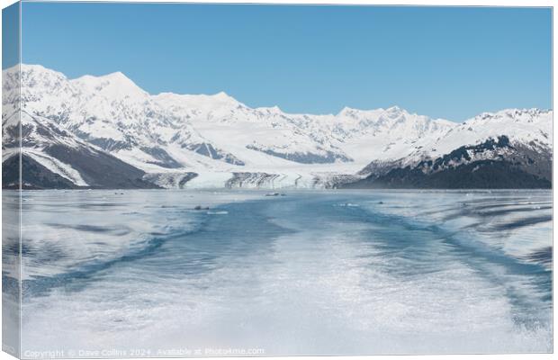 Harvard Tidewater Glacier at the end of College Fjord with the boat wake in the foreground, Alaska, USA Canvas Print by Dave Collins