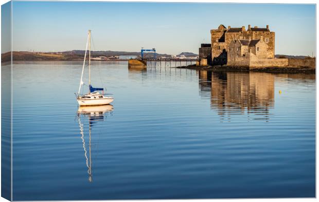 Sailing boat by Blackness Castle Canvas Print by Dave Collins