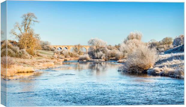 Teviot River on a Frosty Morning Canvas Print by Dave Collins