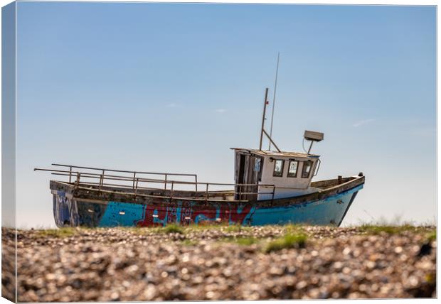 Beached Fishing Boat, Dungeness, Kent,England Canvas Print by Dave Collins