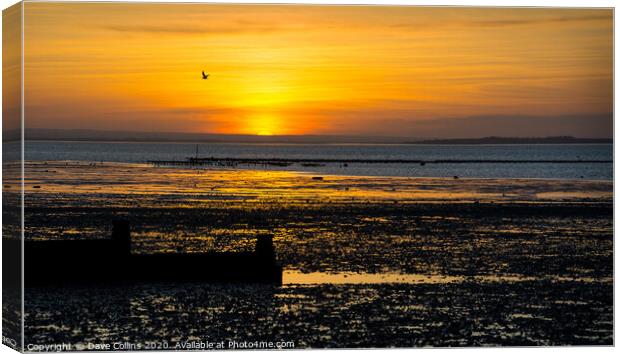 Sunset at Whitstable Beach, Kent, England Canvas Print by Dave Collins