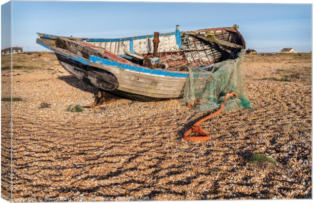 Old Fishing Boat, Dungeness Beach, Kent, England Canvas Print by Dave Collins