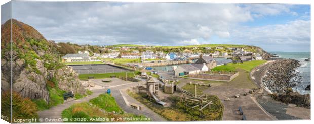Panorama of Port Patrick Harbour and Coastline, Port Patrick, Dumfries & Galloway, Scotland Canvas Print by Dave Collins