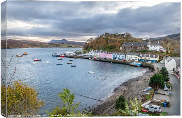 Harbour and Harbour front buildings, Portree, Isle Canvas Print by Dave Collins