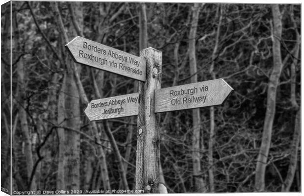 Borders Abbeys Way Long Distance Footpath Signpost Monochrome Canvas Print by Dave Collins
