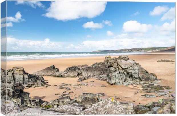 Putsborough and Woolacombe Beach Canvas Print by Dave Collins