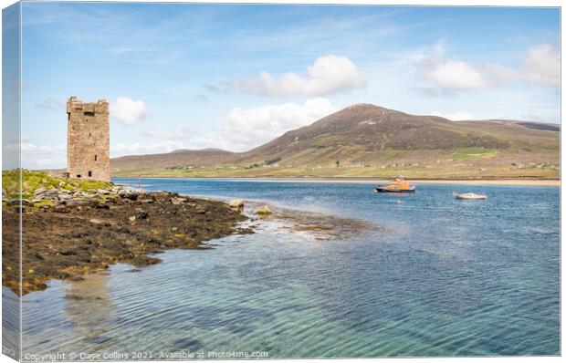 Grace O'Malley's Castle, Kildavnet Tower, Achill Island, Co Mayo, Ireland Canvas Print by Dave Collins