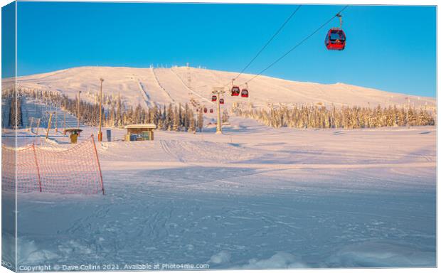Cable Car Ski Lift, Yllas, Finland Canvas Print by Dave Collins