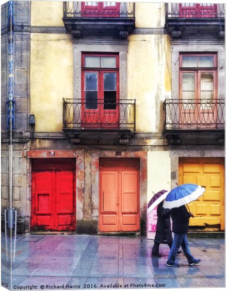Colourful Porto, Portugal, in the rain Canvas Print by Richard Harris
