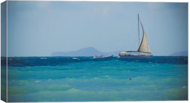White yacht on the sea. Canvas Print by Larisa Siverina