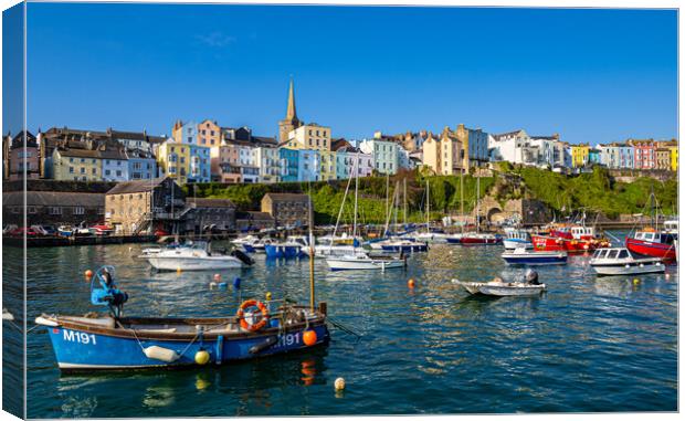 Serene Morning at Tenby Harbour Canvas Print by Colin Allen