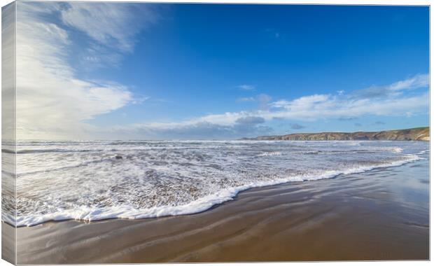 The Beach at Newgale in Winter. Canvas Print by Colin Allen