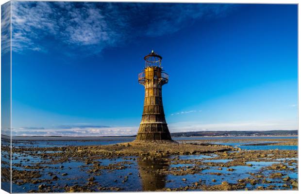 Whiteford Lighthouse at Whiteford Sands. Canvas Print by Colin Allen