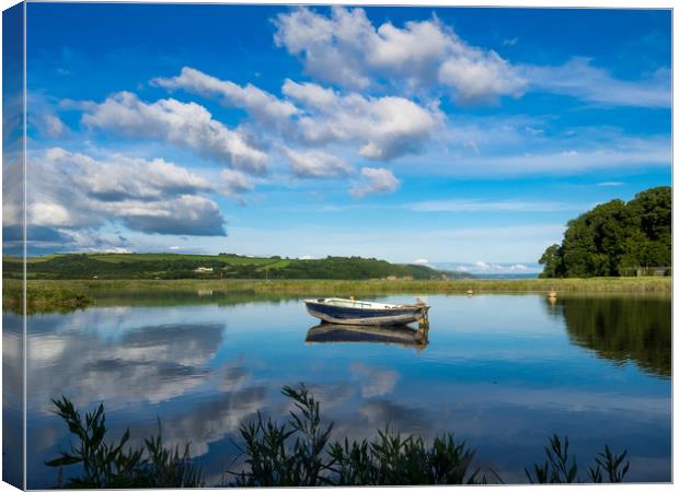 Tranquil Twilight on Laugharne Estuary Canvas Print by Colin Allen
