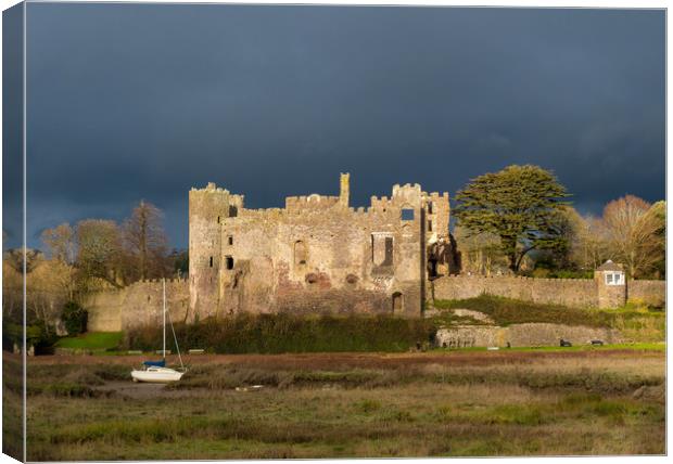 Before the Storm at Laugharne Castle. Canvas Print by Colin Allen