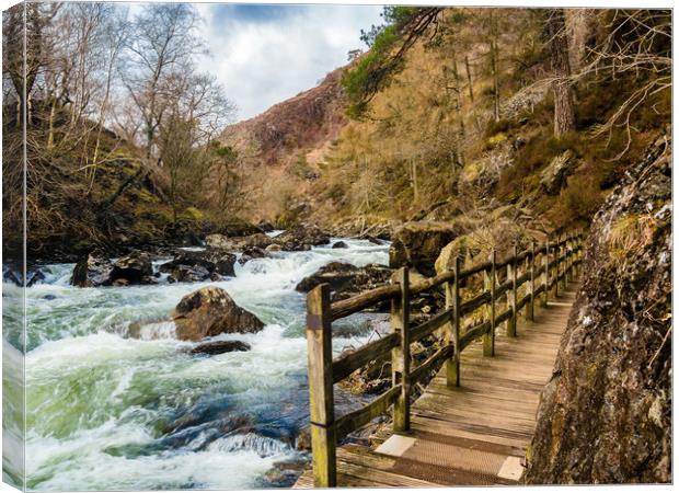 A Walk by the River Glaslyn at Beddgelert. Canvas Print by Colin Allen