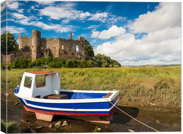 Laugharne Castle and a Fishing Boat.  Canvas Print by Colin Allen