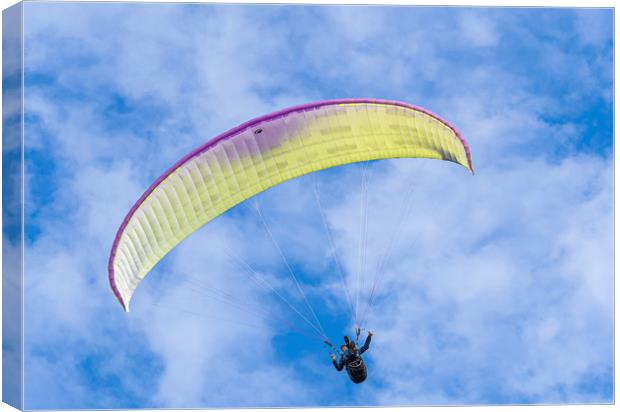 Paragliding at Newgale in Pembrokeshire, Wales. Canvas Print by Colin Allen